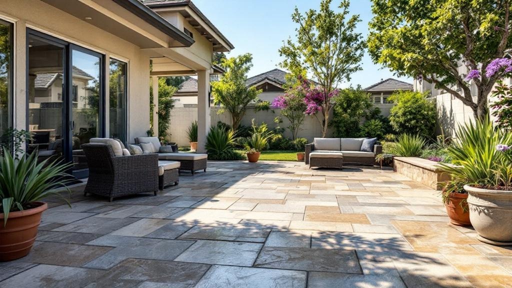 Stamped concrete patio project in San Diego County