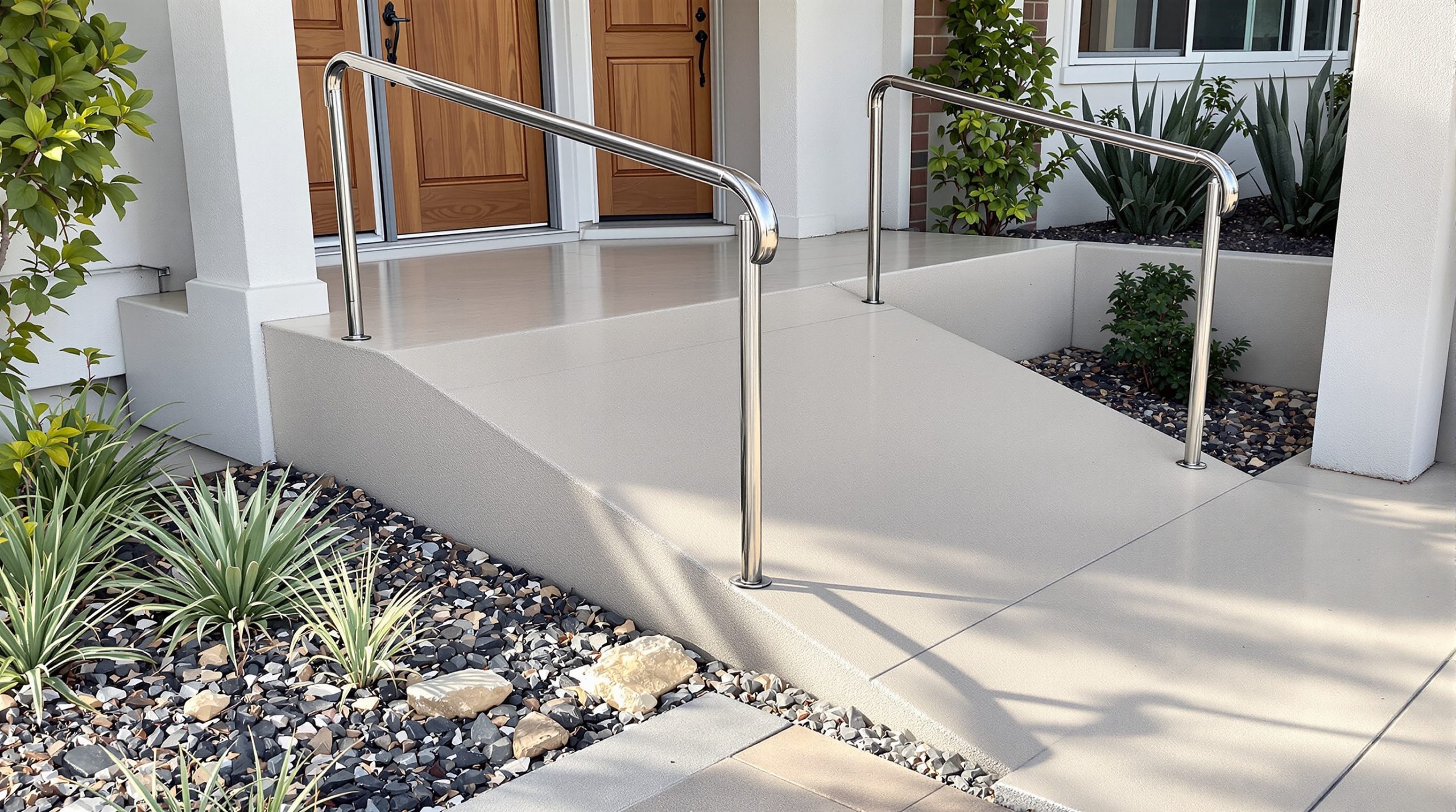 Concrete accessibility ramp at a San Diego County home entry — BES Concrete [VERIFY image]