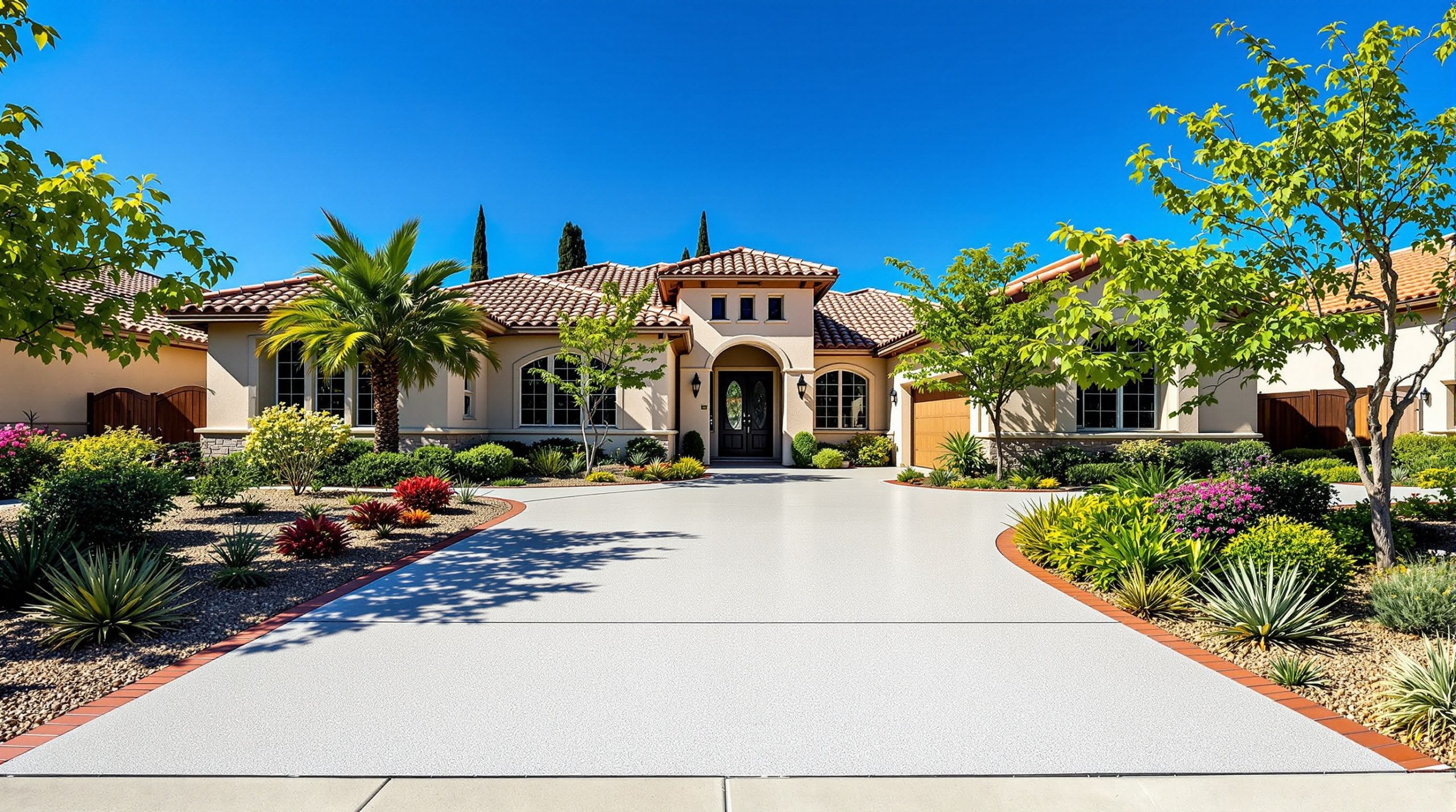 Finished concrete driveway in Poway CA by BES Concrete Contracting Solutions