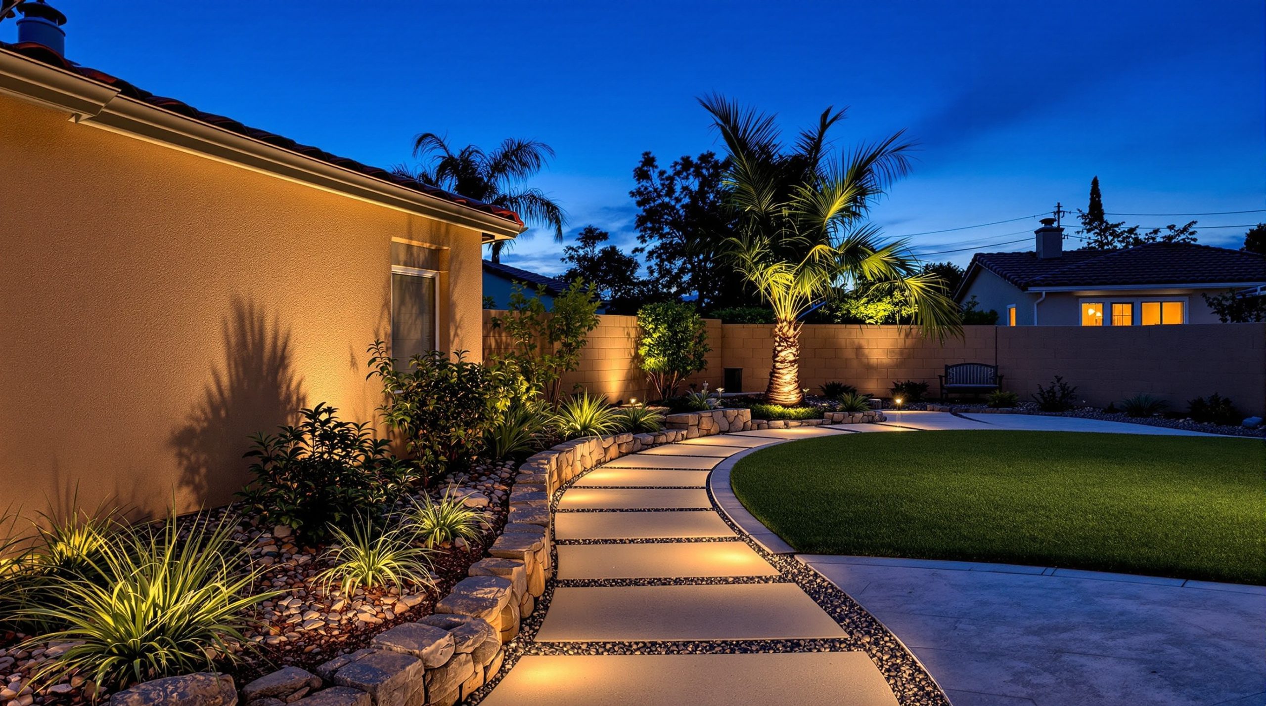 Outdoor Lighting installation in San Diego County by BES Concrete Contracting Solutions