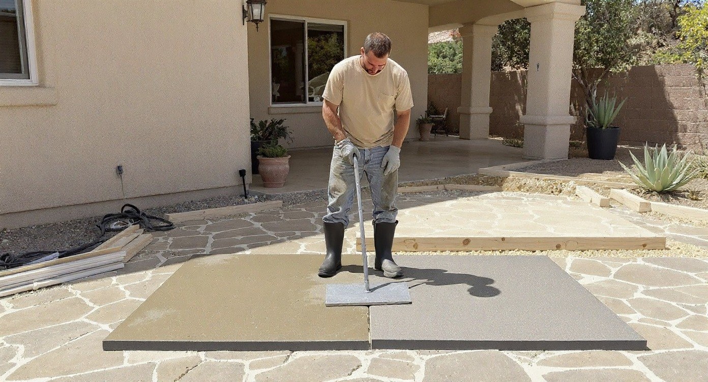Stamped concrete patio in Sorrento Valley CA by BES Concrete